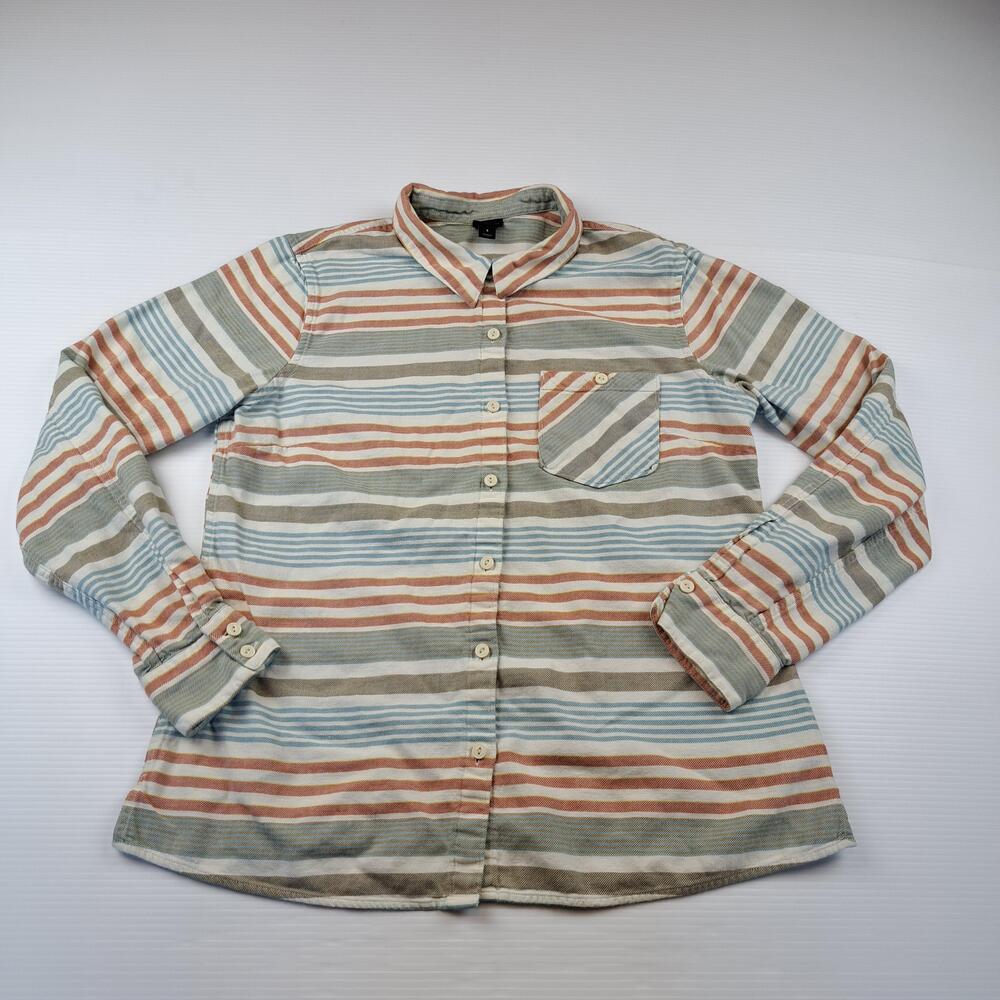Patagonia Shirt Womens 8 Multicolor Striped Cotton Flannel Button Front Top